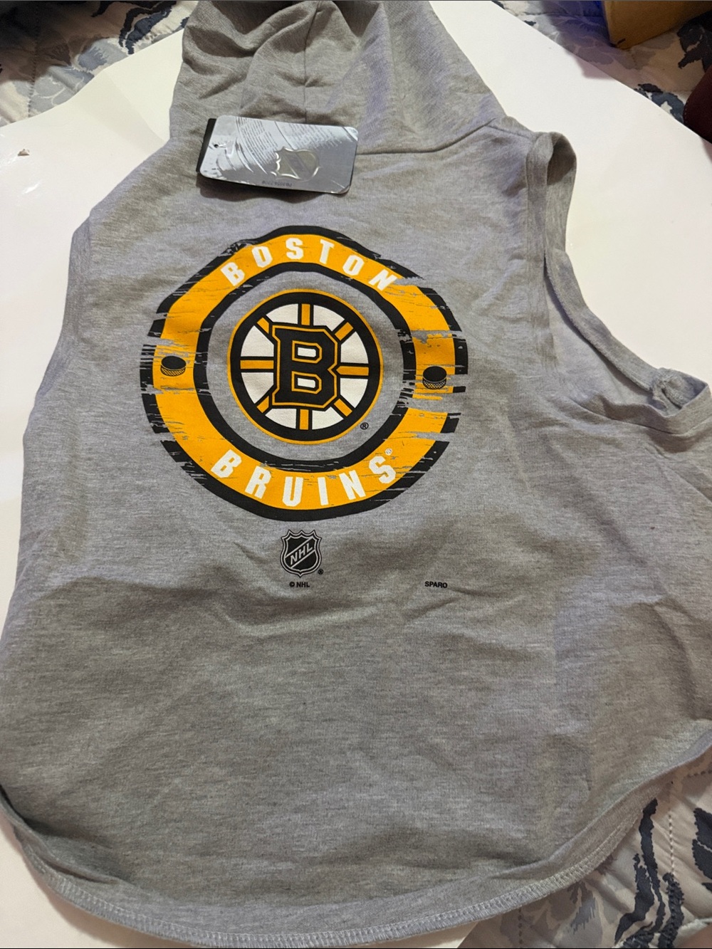 Boston Bruins Dog Grey Sleeveless Hoodie Tank Top